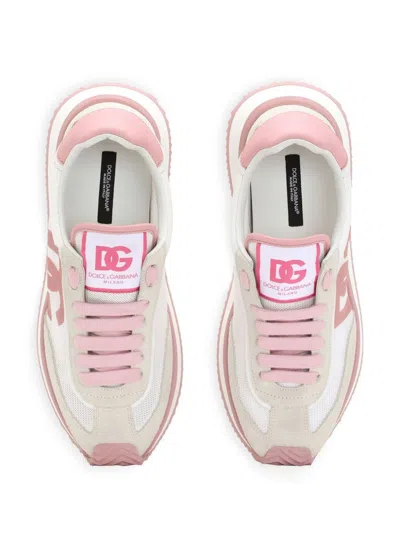 Dolce & Gabbana Mixed-material Dg Cushion Sneakers In Gray