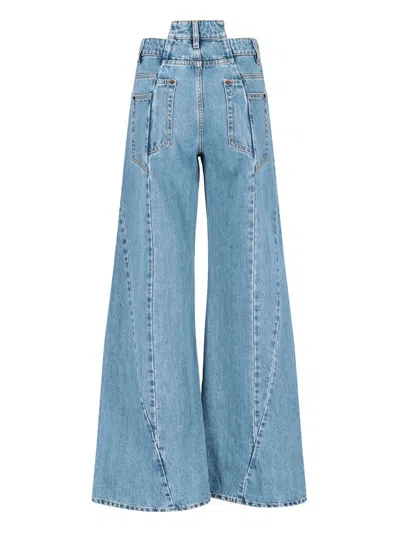 Maison Margiela Women's Cut Out Waistband Relaxed Fit Denim Jeans In Blue