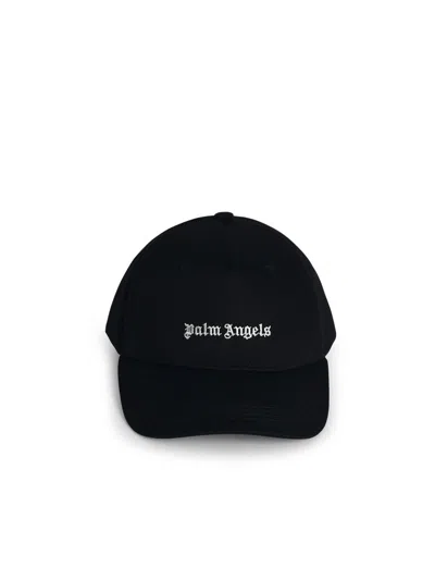 Palm Angels Black Baseball Cap With White Logo Print