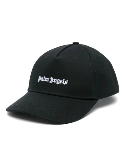 Palm Angels Black Baseball Cap With White Logo Print
