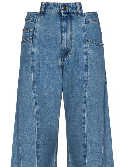 Maison Margiela Women's Cut Out Waistband Relaxed Fit Denim Jeans In Blue