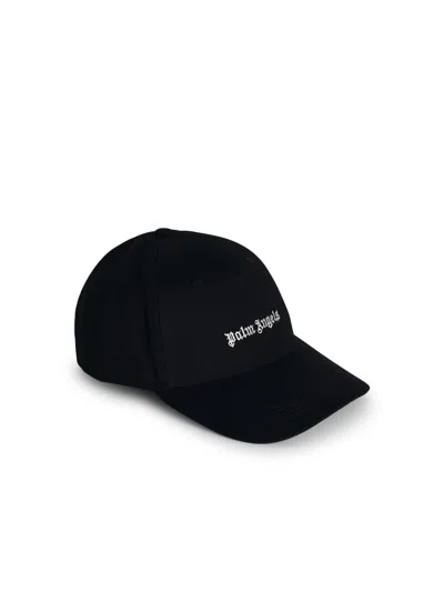 Palm Angels Black Baseball Cap With White Logo Print