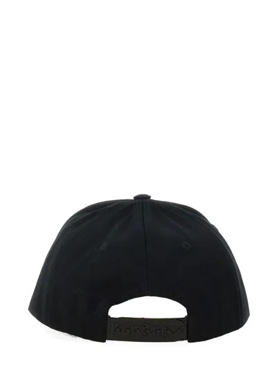Palm Angels Black Baseball Cap With White Logo Print