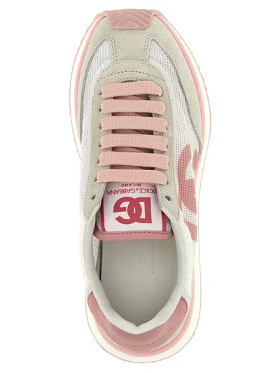 Dolce & Gabbana Mixed-material Dg Cushion Sneakers In Gray