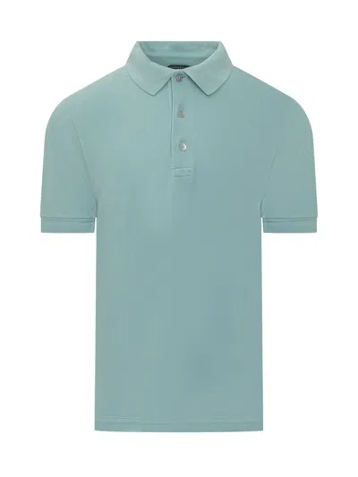 Tom Ford Plain Lyocell Polo In Blue