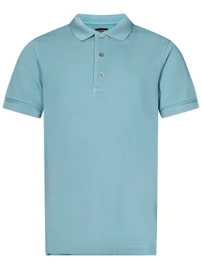 Tom Ford Plain Lyocell Polo In Blue