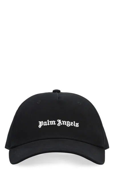 Palm Angels Black Baseball Cap With White Logo Print