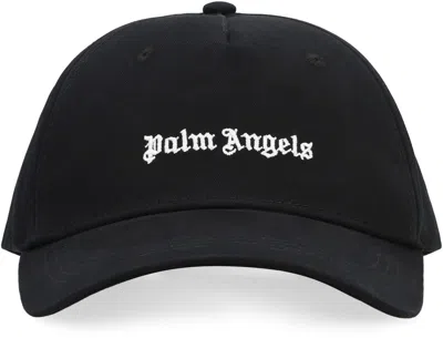 Palm Angels Black Baseball Cap With White Logo Print