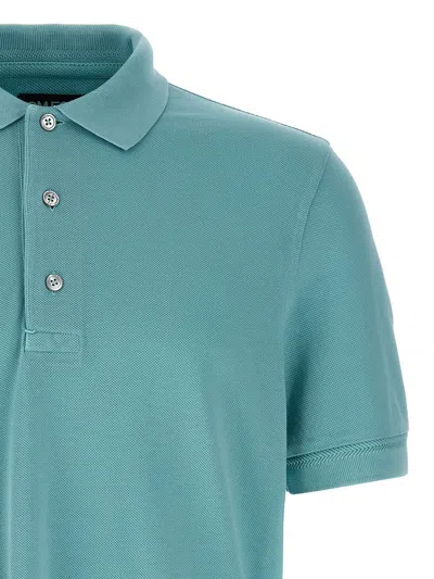 Tom Ford Plain Lyocell Polo In Blue