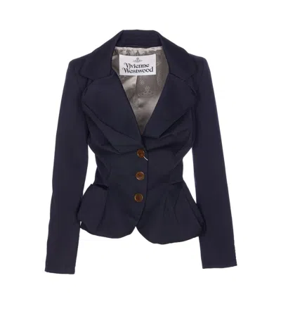 Vivienne Westwood Tailored Jacket With Buttoned Back Vent In Blue