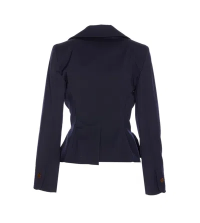 Vivienne Westwood Tailored Jacket With Buttoned Back Vent In Blue
