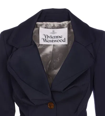Vivienne Westwood Tailored Jacket With Buttoned Back Vent In Blue