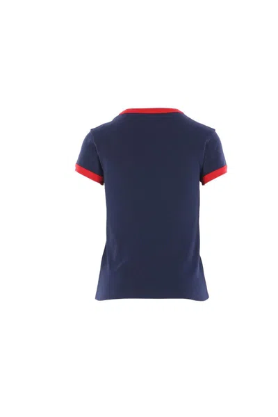 Valentino Crew Neck Cotton T-shirt With Contrast Trim In Blue
