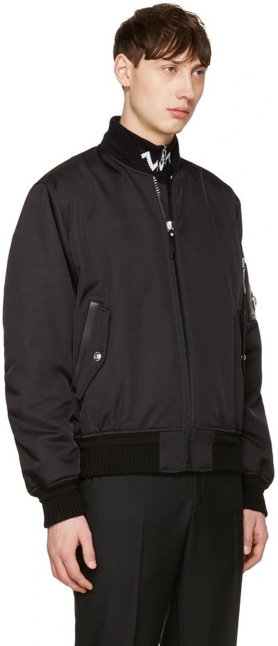 Shop Versace Black Patch Bomber Jacket