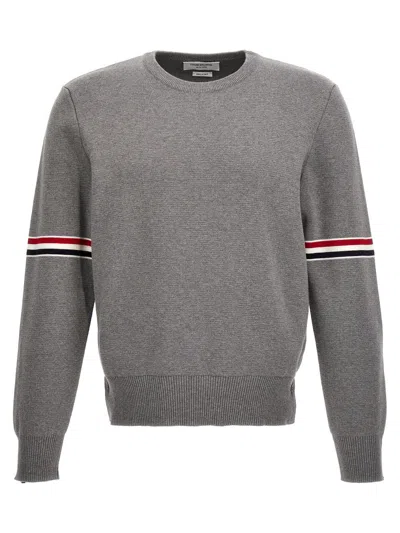Thom Browne Rib Stitch Wool Sweater In Gray