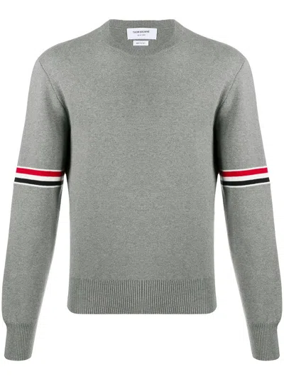 Thom Browne Rib Stitch Wool Sweater In Gray