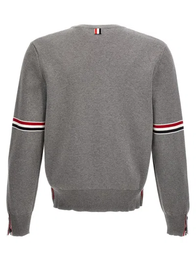 Thom Browne Rib Stitch Wool Sweater In Gray