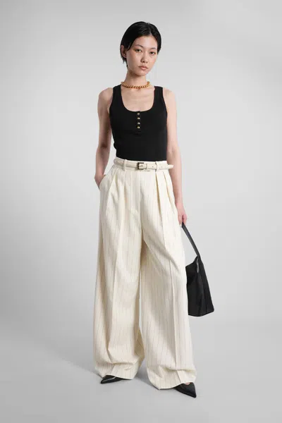 Anine Bing Lou Pants In Beige Viscose In Neutral