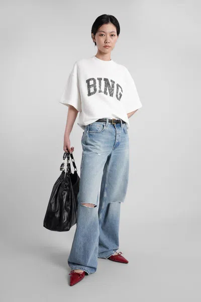 Anine Bing Hugh Jeans In Blue Cotton In Blue