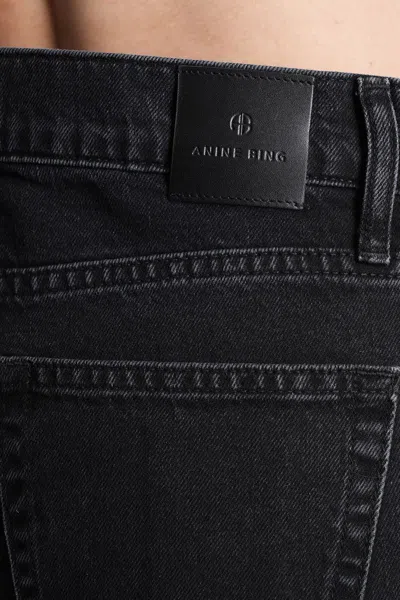 Anine Bing Hugh Jeans In Black Cotton In Black