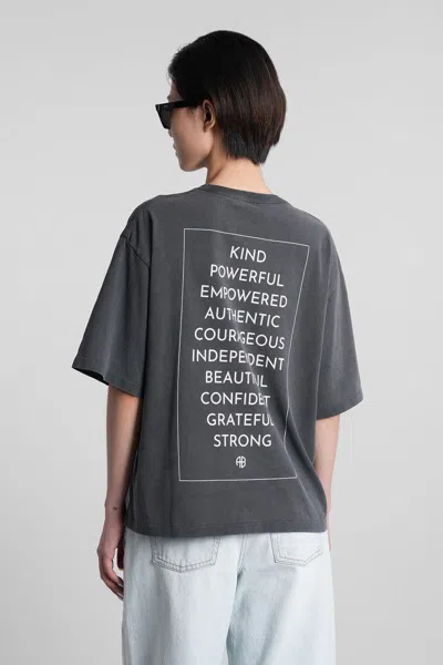 Anine Bing Rudy T-shirt In Black Cotton In Gray