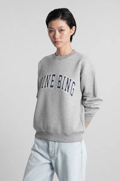 Anine Bing Grey Crew Neck Sweatshirt With Bold Lettering In Gray