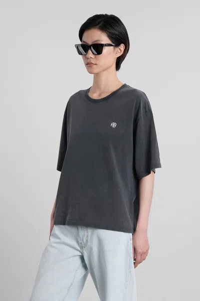 Anine Bing Rudy T-shirt In Black Cotton In Gray