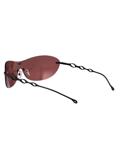 Diesel Matte Black Metal Sunglasses In Red