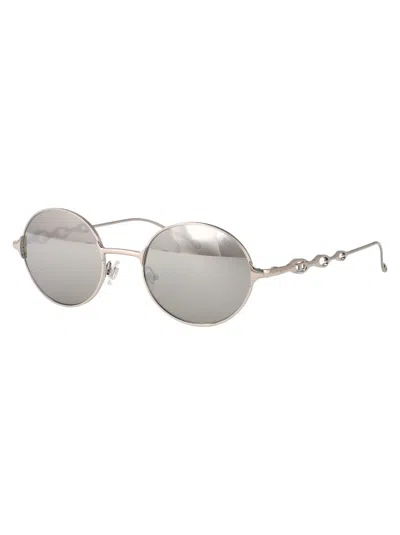 Diesel Argento Lucido Metal Sunglasses In Gray