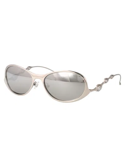 Diesel Argento Lucido Metal Sunglasses In Metallic