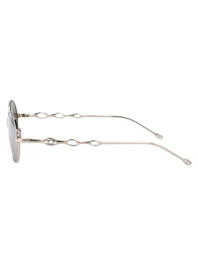 Diesel Argento Lucido Metal Sunglasses In Gray
