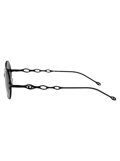 Diesel Powder Matte Black Metal Sunglasses In Black