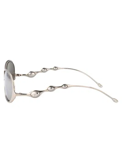 Diesel Argento Lucido Metal Sunglasses In Metallic