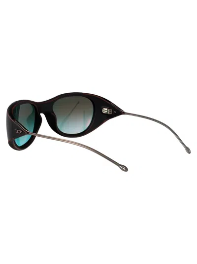Diesel Green Gradient Brown Mirror Red Acetate Sunglasses In Red