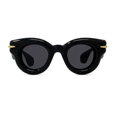 Loewe Inflated Lw 40118 I 01a Round Sunglasses In Black
