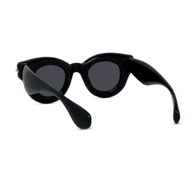 Loewe Inflated Lw 40118 I 01a Round Sunglasses In Black