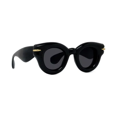 Loewe Inflated Lw 40118 I 01a Round Sunglasses In Black