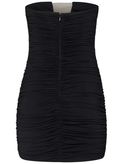 Nensi Dojaka Draped Mesh-insert Mini Dress In Black