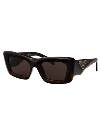 Prada Tortoise Acetate Sunglasses In Black
