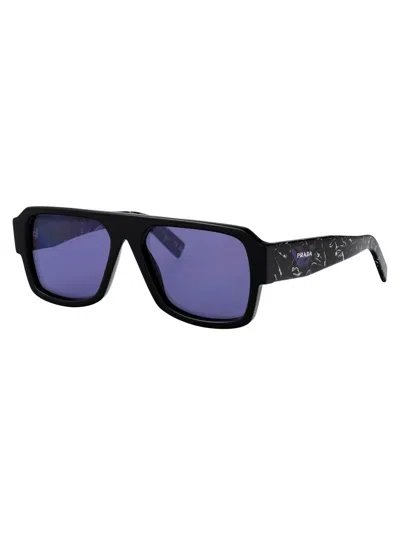 Prada Black Acetate Sunglasses In Black