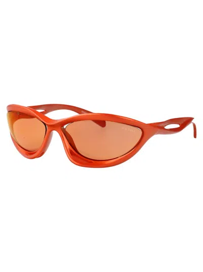 Prada Metallized Orange Nylon Sunglasses In Orange