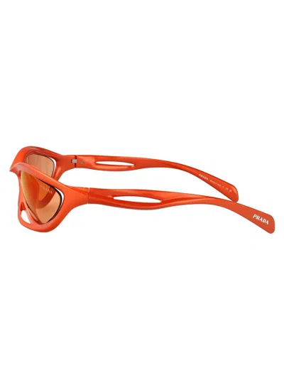 Prada Metallized Orange Nylon Sunglasses In Orange