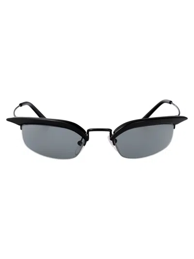 Prada Womens Pr B50s Rectangle-frame Metal Sunglasses Black In Black