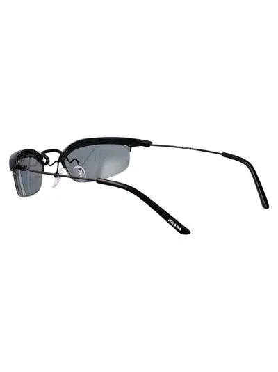 Prada Womens Pr B50s Rectangle-frame Metal Sunglasses Black In Black