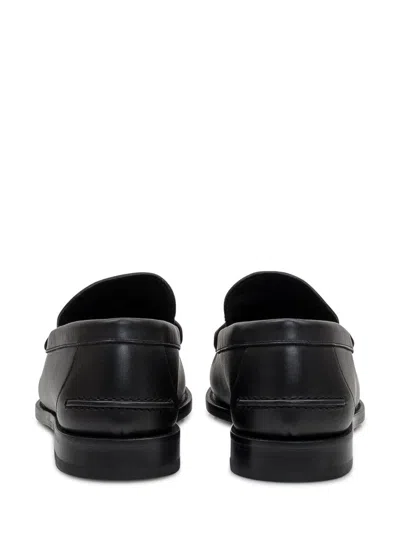 Versace Panelled Leather Loafers In Black