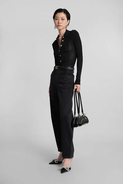 Self-portrait Viscose Knit Bodysuit In Black
