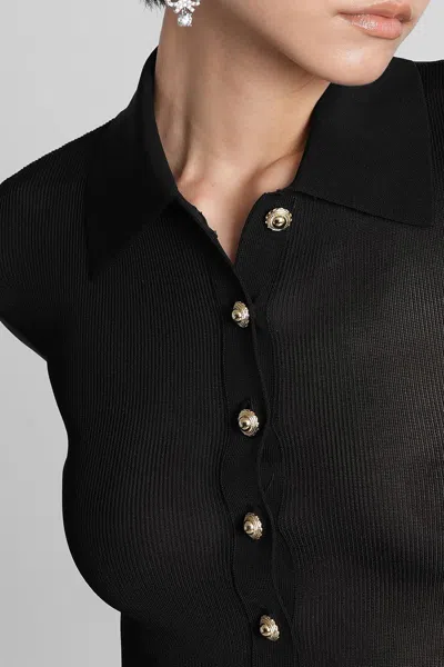 Self-portrait Viscose Knit Bodysuit In Black