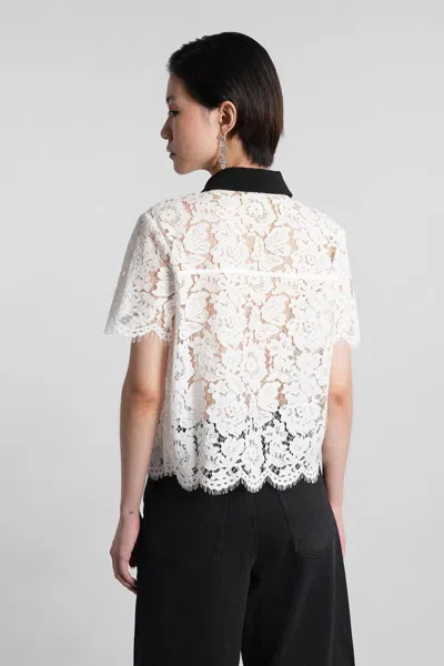 Self-portrait Floral Lace Cropped Top In White
