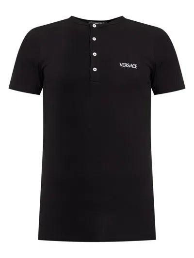 Versace Embroidered Logo Under Shirt In Black
