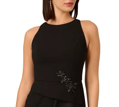 Adrianna Papell Ruffle Crepe Mermaid Gown In Black